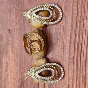 Rhinestone drop earrings and ring set